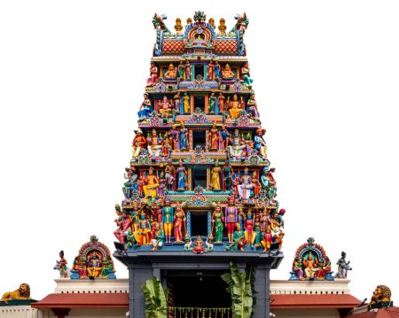 Figuras coloridas en un templo hindú emblemático en Singapur