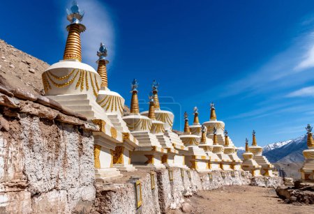 Détail des stupas à Basgo dans le nord de l'Himalaya indien