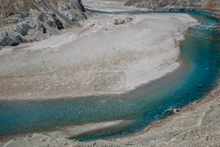 Photo for Turquoise waters of the Shyok River in northern India near the border with Tibet - Royalty Free Image