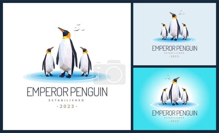 Illustration for Emperor penguin Antarctica ice snow mosaic logo template design for brand or company and other - Royalty Free Image