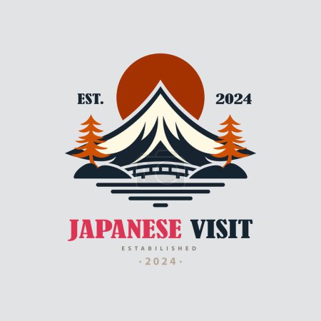 Téléchargez les illustrations : Japon visiter la montagne lever du soleil modèle de logo design pour la marque ou l'entreprise et d'autres - en licence libre de droit