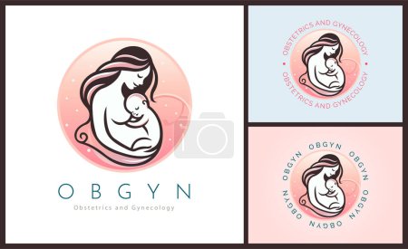 Illustration for OBGYN obstetrics and gynecology clinic mom and baby pregnancy logo template design for brand or company and other - Royalty Free Image