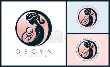 Illustration for OBGYN obstetrics and gynecology clinic mom and baby pregnancy logo template design for brand or company and other - Royalty Free Image