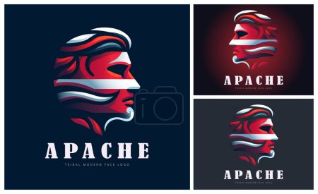 Ilustración de Apache indio cabeza cara tribus moderno logotipo plantilla de diseño para la marca o empresa y otros - Imagen libre de derechos