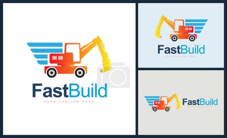 Illustration for Fast build Excavator construction heavy equipment express logo template design - Royalty Free Image