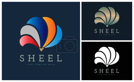 Illustration for Clam shell pearl colour set modern logo template design - Royalty Free Image
