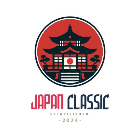 japan classic Japanese temple sunrise logo template design for brand or company and other