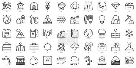 Set of thin line natural resources Icons. Vector illustration