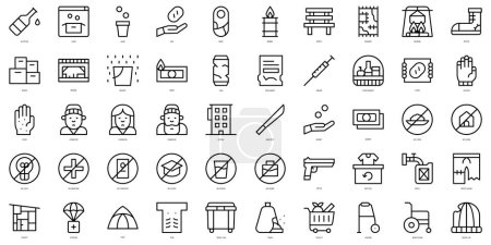 Illustration for Set of thin line poverty Icons. Vector illustration - Royalty Free Image