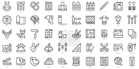Conjunto de iconos de fabricación de líneas delgadas. Ilustración vectorial