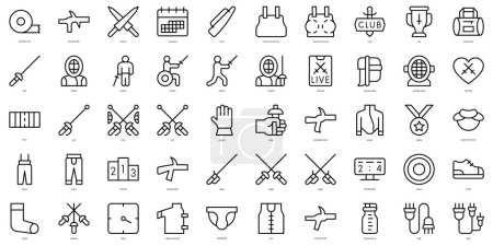 Set of thin line fencing Icons. Vector illustration