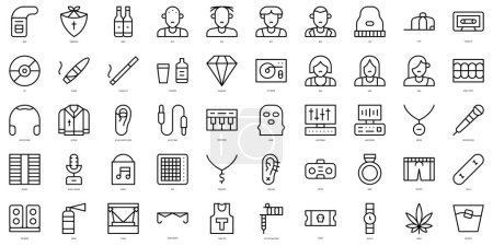 Set of thin line trap music Icons. Vector illustration