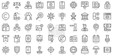 Set of thin line copyright Icons. Vector illustration