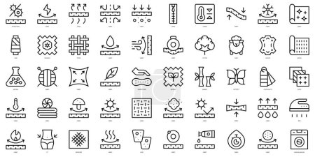 Set of thin line fabric features Icons. Vector illustration
