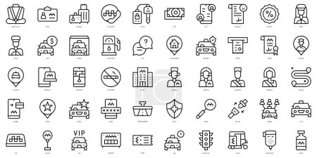 Set of thin line taxi service Icons. Vector illustration