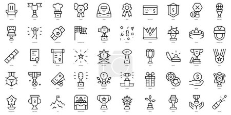 Ilustración de Conjunto de premios de línea delgada iconos. Ilustración vectorial - Imagen libre de derechos
