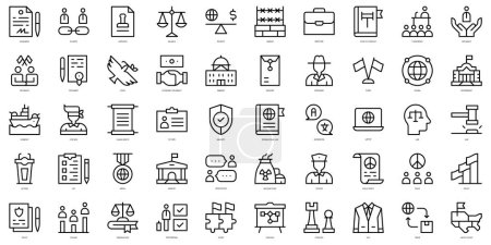 Illustration for Set of thin line diplomacy Icons. Vector illustration - Royalty Free Image