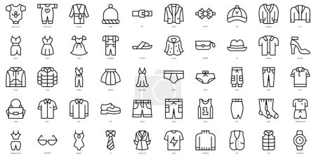 Set of thin line clothes Icons. Vector illustration