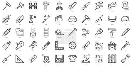 Illustration for Set of thin line carpentry Icons. Vector illustration - Royalty Free Image