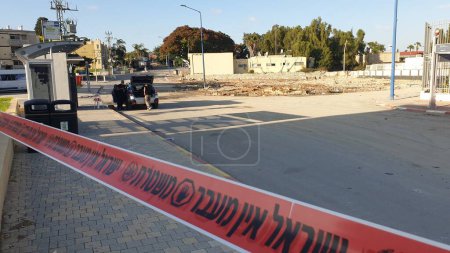 Téléchargez les photos : SDEROT, ISRAEL. 20 octobre 2023. L'endroit où se trouvait le poste de police de Sderot. Il a été rasé avec des militants du Hamas à l'intérieur le 8 octobre après qu'ils l'ont saisi et ont refusé de partir - en image libre de droit