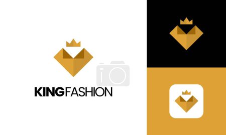Ilustración de Corona King Love Symbol Estilo adecuado para la industria del diseño de logotipos de negocios de moda - Imagen libre de derechos