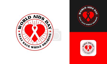 Illustration for World AIDS Day Awareness with Red Ribbon and Love Sign for Medical Prevention Vector Design Template - Royalty Free Image