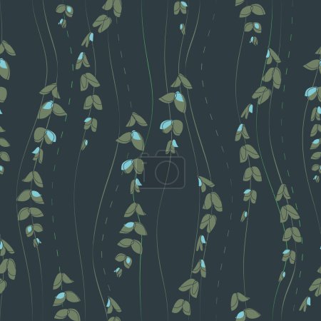 Vektor-Illustration von schön grün fließenden Weidenzweigen auf dunkelblauem Hintergrund. Perfekt für Stoffe, Schrott Buchung, Tapeten-Projekte