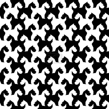 Vecteur abstrait de chiens terrier noir et blanc comme motif sans couture sur fond blanc. Parfait pour le tissu, scrapbooking, projets de papier peint