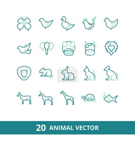 Téléchargez les photos : Animals icon vector illustration logo template for many purpose. Isolated on white background. - en image libre de droit