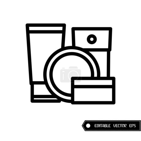 Illustration for Cosmetics icon with outline style, black color, vector illustration - Royalty Free Image