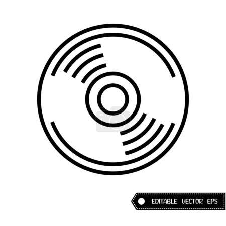 Illustration for CD, DVD icon outline style, black color, vector illustration - Royalty Free Image
