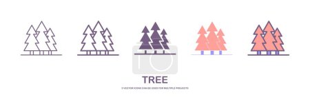 Photo for Collection of trees illustrations. Can be used to illustrate any nature or healthy lifestyle topic. set of tree icons. - Royalty Free Image