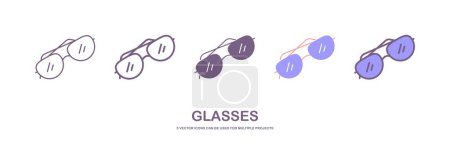 Téléchargez les photos : Icônes de lunettes symbole. Ilustration vectorielle - en image libre de droit