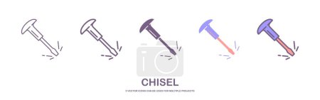 Photo for Chisel icon vector with different style design. isolated on white background - Royalty Free Image
