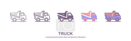 Illustration for Rigid dump truck vehicle construction icon. Illustration of a haul truck or rigid dump truck used for mining and heavy-duty construction environments. isolated on white background. - Royalty Free Image