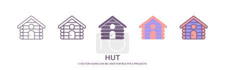 Illustration for Mud hut icon in different style vector illustration. set of a mud hut vector icons designed in filled, outline, line and stroke style can be used for web, mobile, ui. isolated on white background - Royalty Free Image