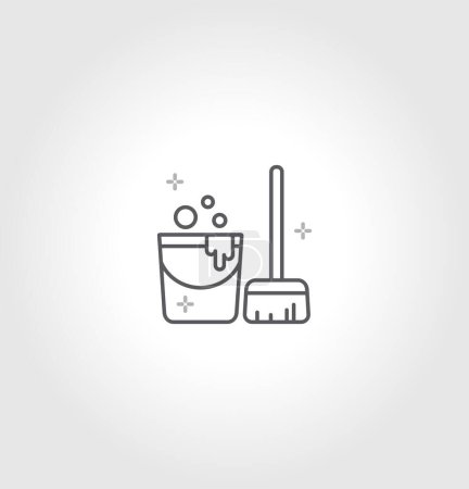 Illustration for Floor Mop icon vector image. bucket and mop icons Suitable for mobile application web application and print media. - Royalty Free Image