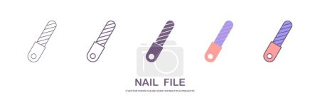Photo for Nail File Icon, Nail Edge Grinder, Shaper, Smother Vector Art Illustration. 5 different styles - Royalty Free Image