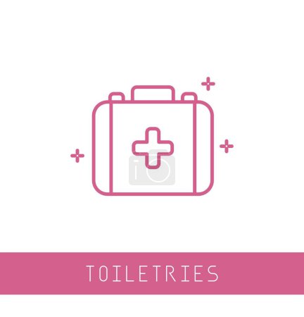 Illustration for Bag with medical cross symbol, Doctor's bag icon, First aid kit. medkit icon vector. emergency icon outline with pink color. - Royalty Free Image