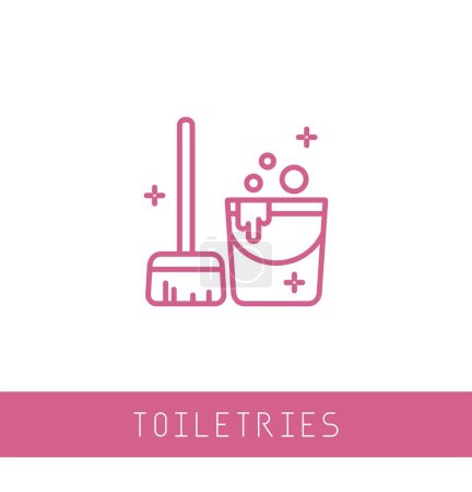 Photo for Cleaning, mop icon. floor cleaning objects pink and white outline. Mop icon. Simple illustration of mop vector icon for web design isolated on white background. - Royalty Free Image