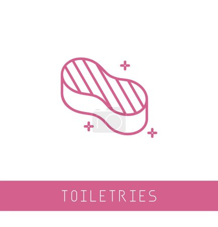 Ligne d'icône d'éponge de nettoyage. Symbole isolé sur le sujet de nettoyage avec éponge de lavage, nettoyant et savon signifiant illustration vectorielle icône éponge de nettoyage. style de contour de l'icône éponge et couleur rose