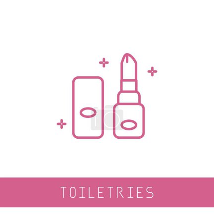 Illustration for Lipstick icon. Simple flat logo of lipstick isolated on white background. outline icon pink color. Vector illustration. - Royalty Free Image