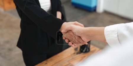 Photo for Business partnership meeting concept. Image businesspeople handshake. Successful businessmen handshaking after good deal. - Royalty Free Image