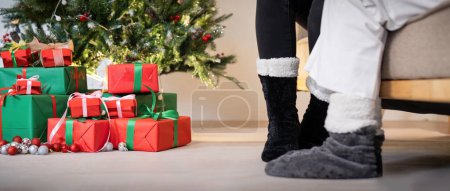 Téléchargez les photos : Vacances d'hiver en famille et concept mère heureuse et fille décorer Noël à la maison. - en image libre de droit