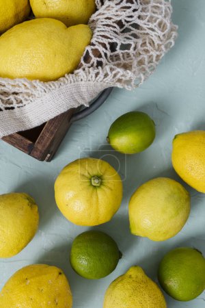 Photo for Organic lemons and limes, sources of antioxidants and vitamin C - Royalty Free Image