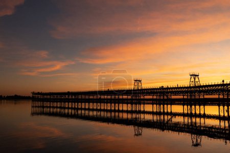 Sunset at The Rio Tinto Pier (Muelle de Rio Tinto) in Huelva,  Andalusia, Spain