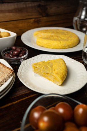 Tortilla de patata (Spanish omelette), a typical dish of Spanish cuisine made with eggs and potatoes