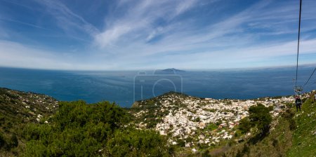 Photo for April 24 2022- Anacapri Italy view from the cable car with blue sky and sea in the background - Royalty Free Image