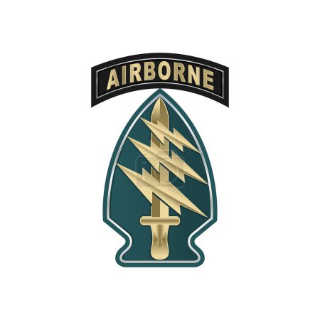 Ilustración de Emblema de las Fuerzas Especiales del Ejército de los Estados Unidos grupos Boinas Verdes. De Oppresso Liber - Imagen libre de derechos