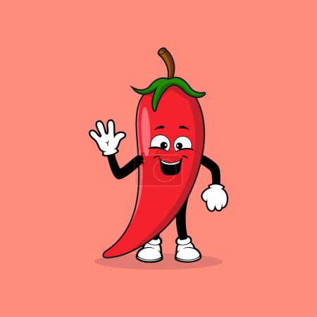 Illustration for Chilli mascot character with say hello expression vector - Royalty Free Image
